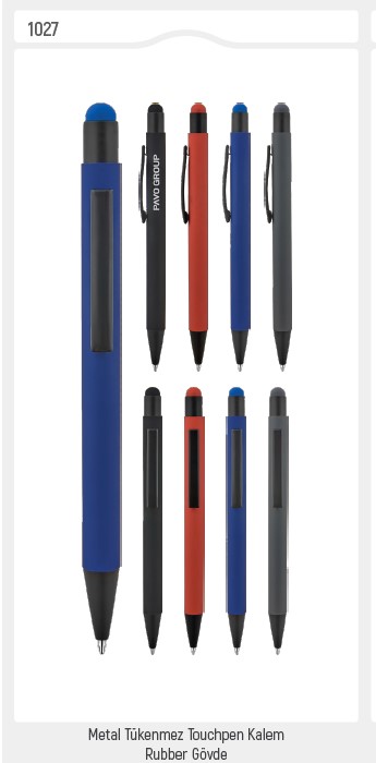 1027 Metal Ballpoint Touchpen Pen Rubber Body