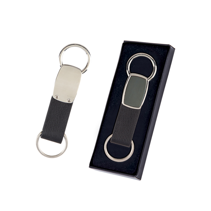 2120 SINGLE SIDED METAL FAUX LEATHER KEY RING