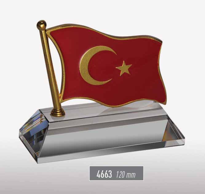4663 - Türk Bayraklı Kristal Plaket