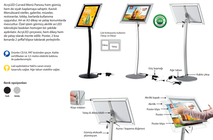AcryLED Curved Menü Panosu