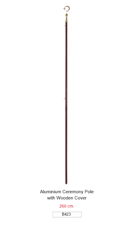 B423 ALUMINIUM CEREMONY POLE WITH WOODEN COVER 260 CM