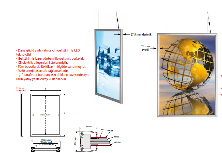 BEST BUY LED BOX 25 MM ÇİFT TARAFLI 