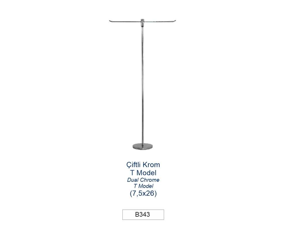 TABLE FLAG POLE DUAL CHROME T MODEL  (7,5 x 26 cm)