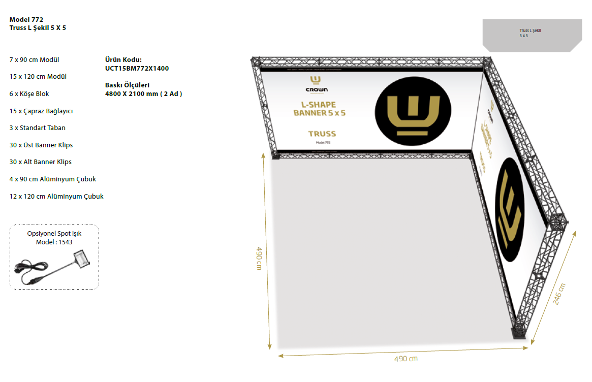 CROWN TRUSS L TİPİ MODÜLER SİSTEM MODEL 772