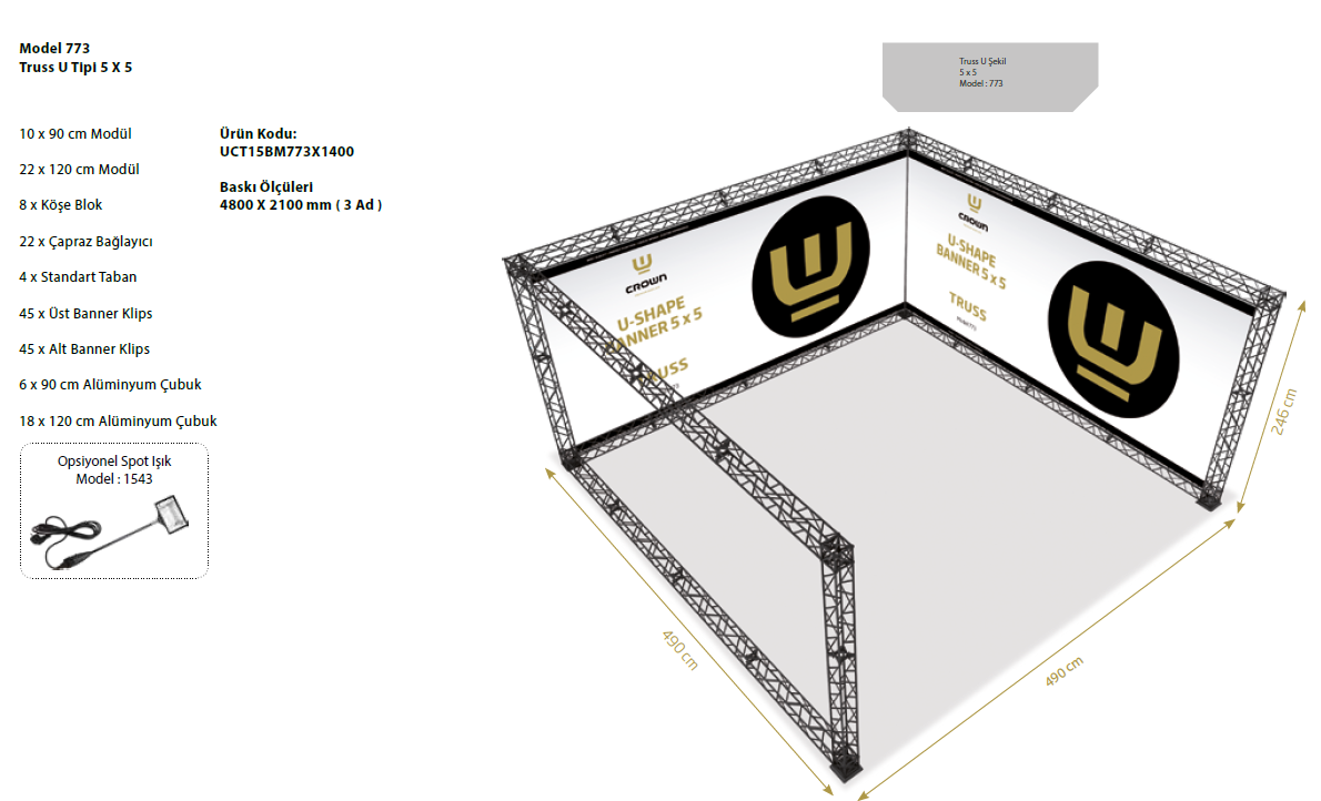 CROWN TRUSS U TİPİ MODÜLER SİSTEM MODEL 773