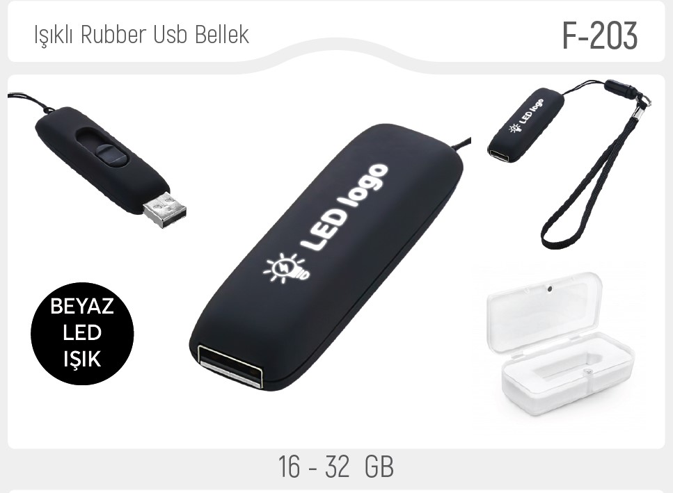 F-203 Işıklı Rubber Usb Bellek