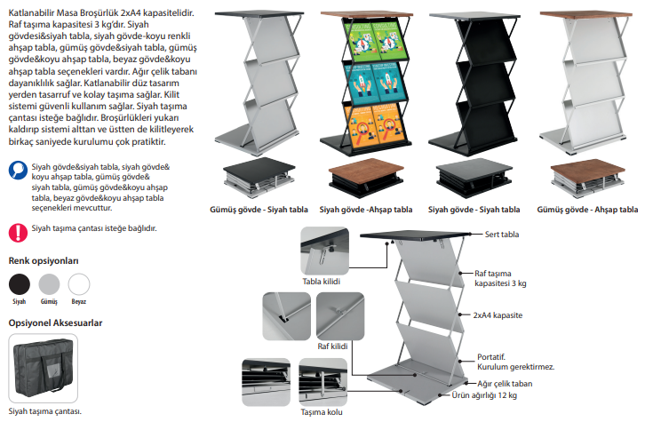 Katlanabilir Masa Broşürlük 2xA4