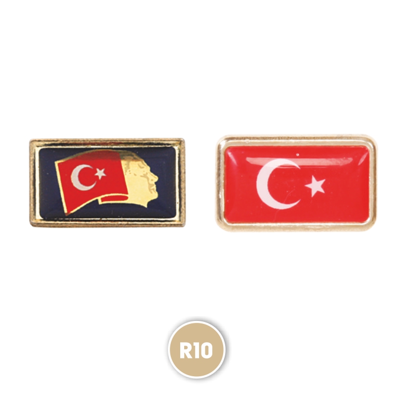 R10 RECTANGLE TURKISH FLAG BADGE
