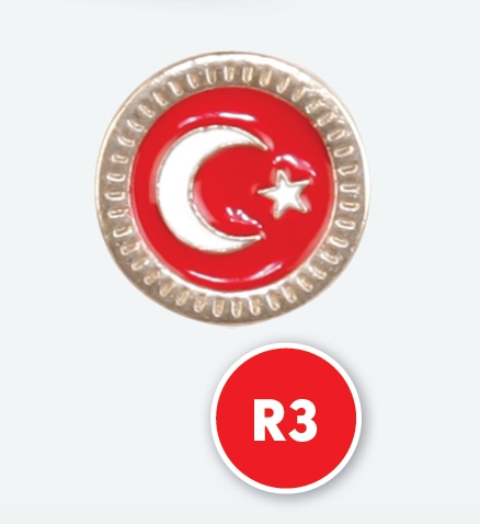 R3 ROUND TURKISH FLAG BADGE