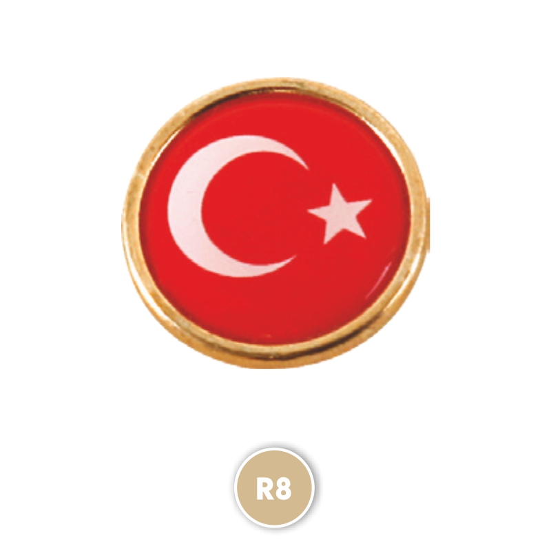 R8 ROUND TURKISH FLAG BADGE