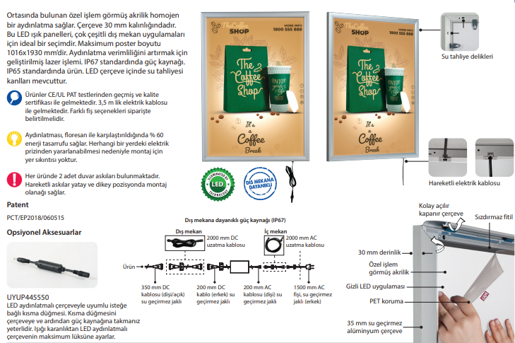 Smart LED Box Su Korumalı Tek Taraflı 35 mm