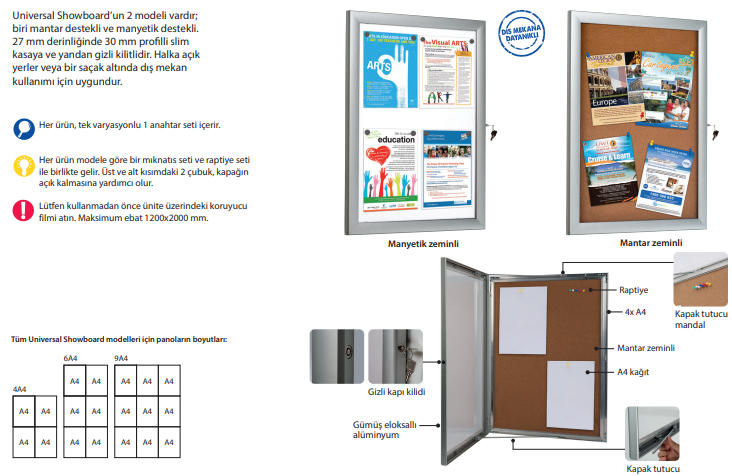 Universal Showboard (Mantar & Manyetik zeminli)